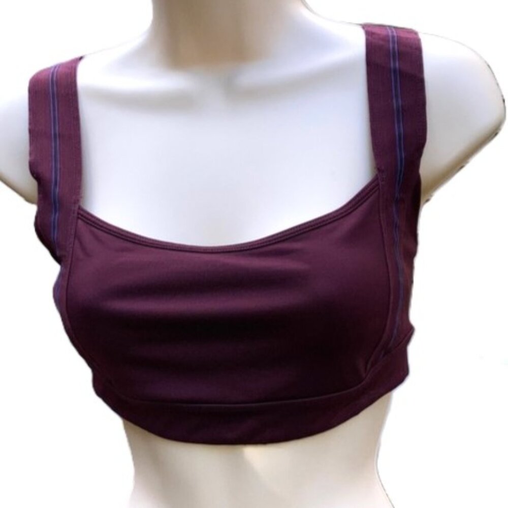 JOY LAB Sport Bra Purple Burgundy Blue Stripes Women's Size Medium